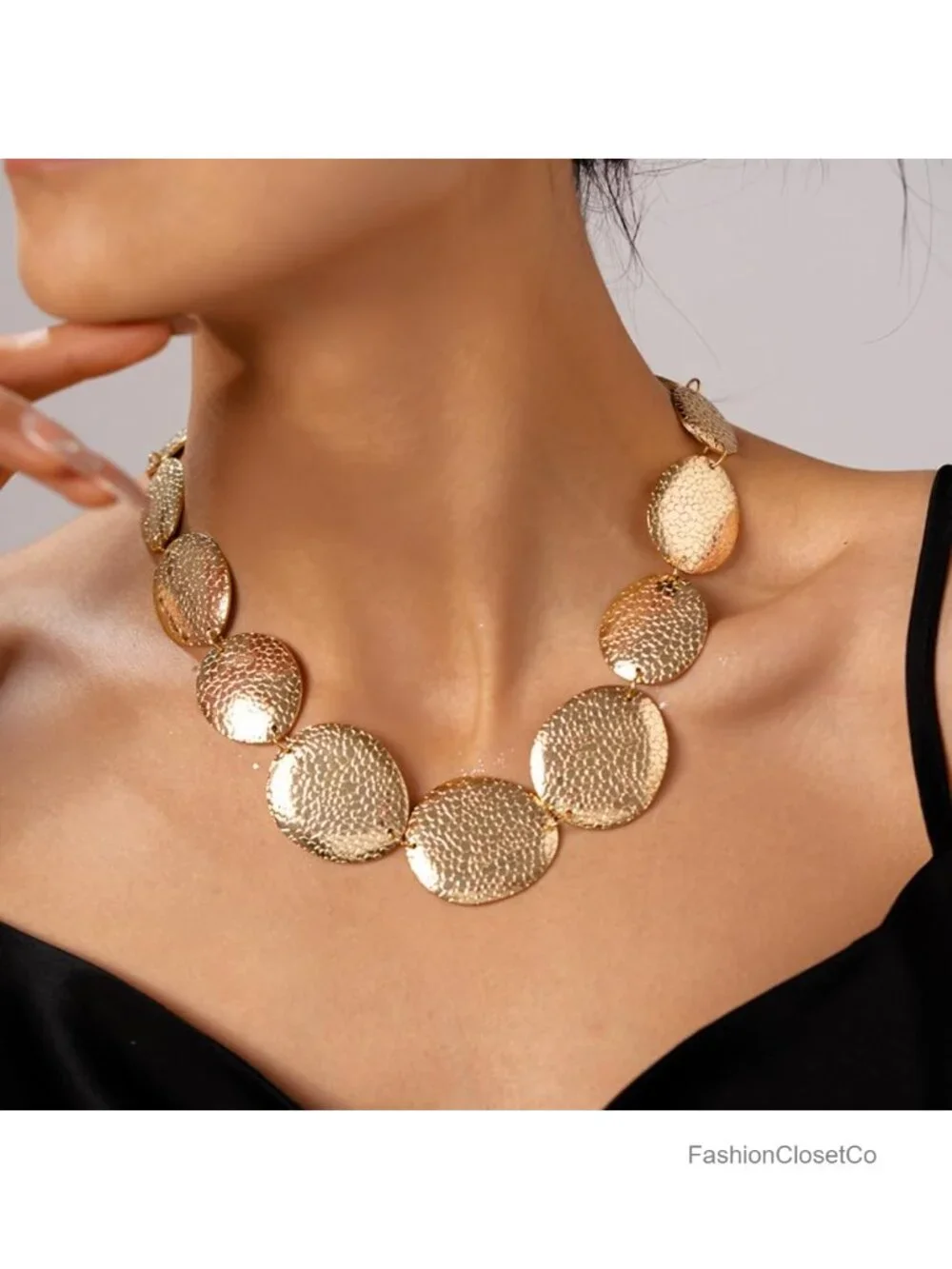 Layered Coin Necklace Statement Bib Chain Choker
